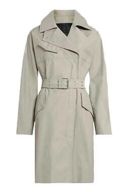 Belstaff Tailworth Trench Coat Womens Size EU 42 US 8 Medium Dusty Khaki New